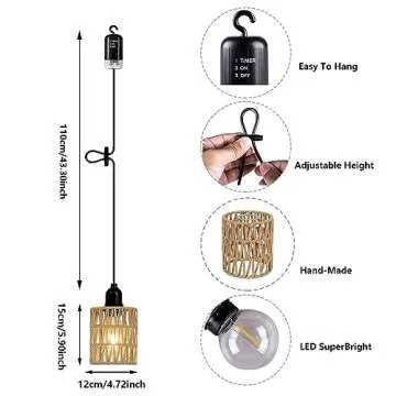 Battery Operated Rattan Pendant Lights for Cozy Decor