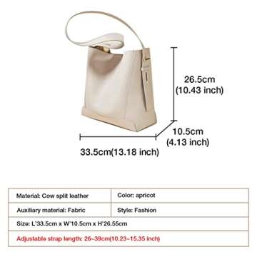 Stylish Bucket Hobo Bags for Women Cow Leather Designer Tote Bag