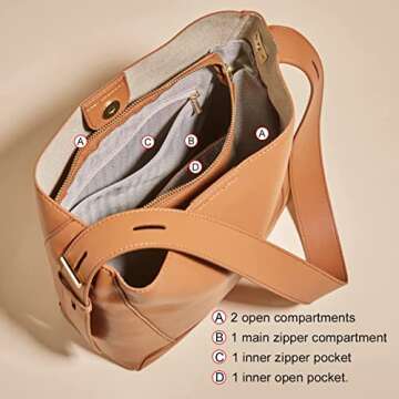 Elegant Bucket Hobo Bag for Women - Designer Leather Purse