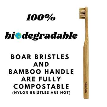 Gaia Guy Bamboo Toothbrush - Eco-Friendly and Biodegradable 6-Pack