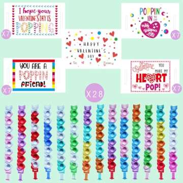 UAUOCU Valentines Day Gifts for Kids Classroom, 28 Valentine Cards Bulk for School Class Prizes Part...