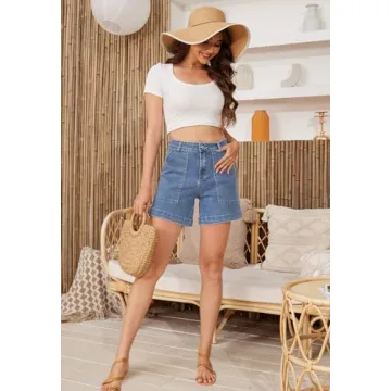 Stylish Metietila High Waisted Denim Shorts for Women