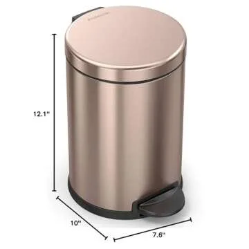 Durable simplehuman Round Bathroom Trash Can in Rose Gold
