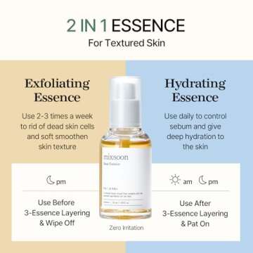 mixsoon Bean Essence Exfoliating Hydrating Korean Skin Care Glass skin Hyaluronic Acid Serum (1.01 Fl Oz([Pack of 1))