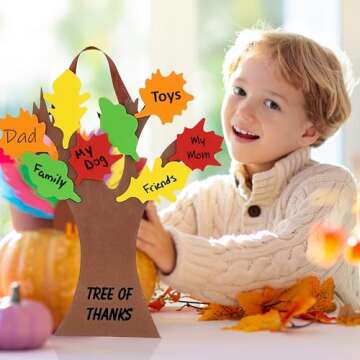 4E's Novelty Thankful Tree Craft Kit 12-Pack, Foam, Self-Adhesive - 11” Tree of Thanks, Thanksgivi...