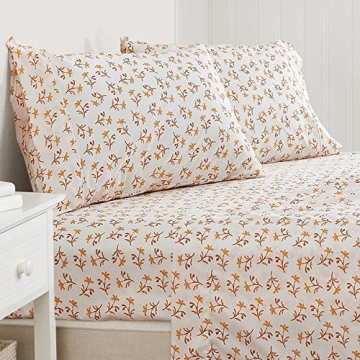 4-Piece King Size Floral Print Microfiber Sheet Set | Ultra-Soft, Brushed Bedding Sheets & Pillowcas...