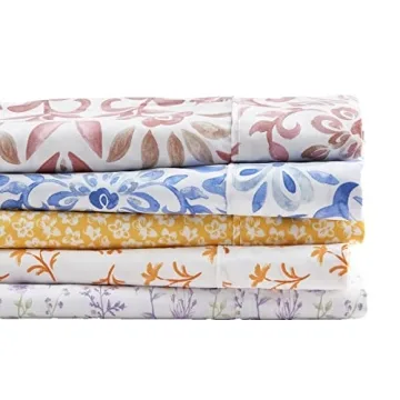 King Size Floral Print Microfiber Sheet Set | Ultra-Soft Comfort