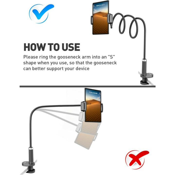 Adjustable Gooseneck Tablet Holder for All Devices