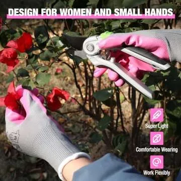 HAUSHOF 6 Pairs Garden Gloves for Women, Nitrile Coated Working Gloves, for Gardening, Restoration Work, Medium, Pink & Green, M