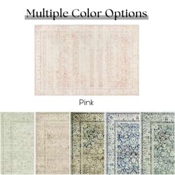 Pink Area Rug for Living Room Soft Washable Faux Wool Neutral Boho Floral Big Nursery Bed Bedroom Livingroom Carpet Size Extra Large Area Rugs 8x10