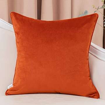 Yangest Orange Square Throw Pillow Cover - Chic Velvet Cushion Case for Stylish Homes