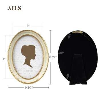 AELS 5x7 Inch Vintage Picture Frame, Elegant Antique Photo Frames with Glass Front, Photo Display, T...