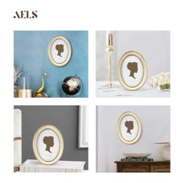 AELS 5x7 Inch Vintage Picture Frame, Elegant Antique Photo Frames with Glass Front, Photo Display, Tabletop Wall Hanging, Gift Ideas, Off-white Oval with Gold Trim