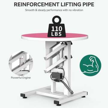 YITAHOME 24" Electric Lift Dog Grooming Table, Rotating Desktop Grooming Table for Dogs at Home, Adjustable Overhead Arm & Tools Organizer Pet Grooming Station for Small Dogs Cats, Pink