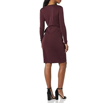 Classic Wrap Dress for Women in Burgundy Plus Size