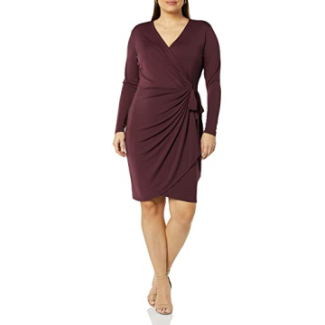Classic Wrap Dress for Women in Burgundy Plus Size