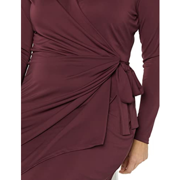 Classic Wrap Dress for Women in Burgundy Plus Size