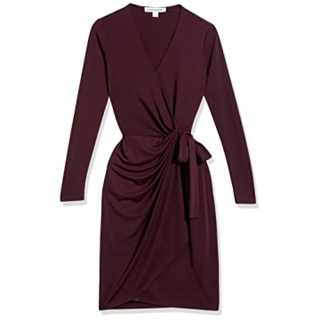 Classic Wrap Dress for Women in Burgundy Plus Size