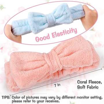 UMIKU 8 Pack Facial Headbands for Women - Soft Coral Fleece Cosmetic and Skincare Head Wraps for Makeup, Hair Care, Face Washing and Spa Gifts