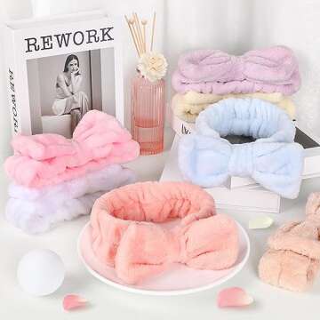 UMIKU 8 Pack Facial Headbands for Women - Soft Coral Fleece Cosmetic and Skincare Head Wraps for Makeup, Hair Care, Face Washing and Spa Gifts