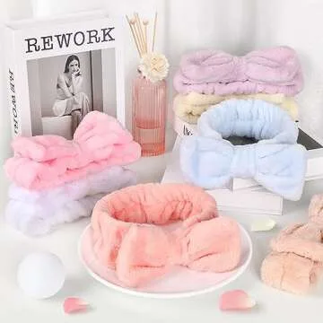 UMIKU 8 Pack Facial Headbands for Women - Soft Coral Fleece Cosmetic and Skincare Head Wraps for Makeup, Hair Care, Face Washing and Spa Gifts