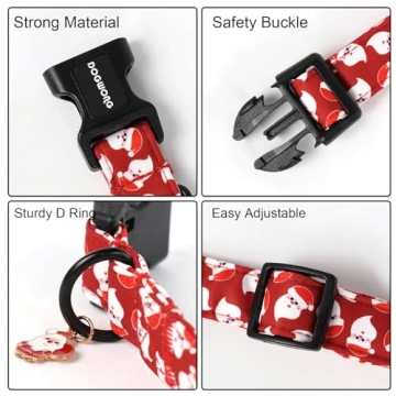 Adorable DOGWONG Christmas Red Santa Dog Collar for Pets