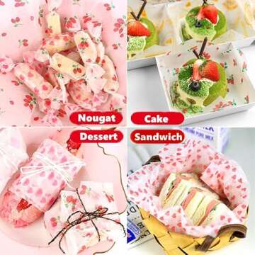Ocmoiy 100 Sheets Valentine's Day Wax Paper 8.6" x 9.8" Sandwich Wrapping Paper, Colored Decorative Deli Parchment Food Basket Liners for Wrapping Holiday Treats, Candy, Cookies (Sweet Heart)
