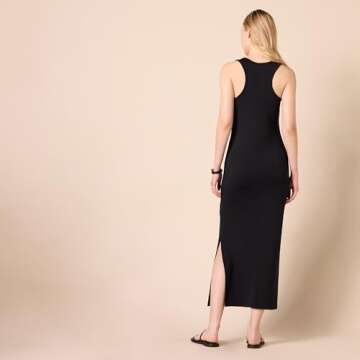 Amazon Essentials Women's Supersoft Terry Racerback Maxi Dress (Previously Daily Ritual), Black, Small