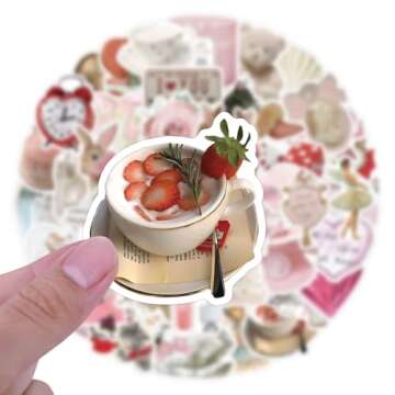 60PCS Coquette Stickers,Pink Coquette Aesthetic Stickers Decal,Vinyl Waterproof Stickers for Water Bottles Laptop Computer Phone Guitar