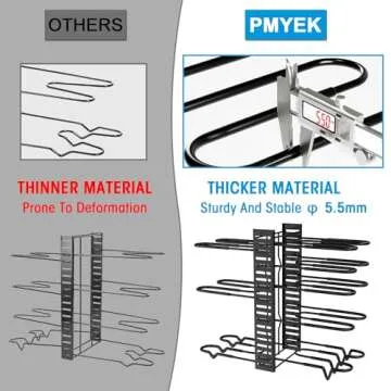PMYEK Pots and Pans Organizer Rack for Cabinet - 8-Tier Adjustable Storage Rack for Pot, Pan, and Lid Organization