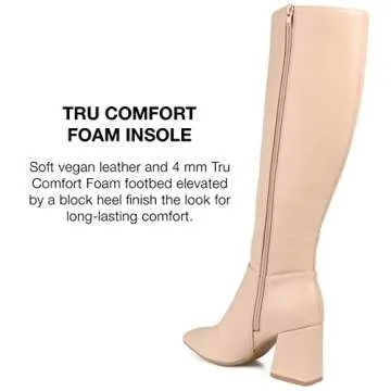 Journee Collection Women's Landree Tru Comfort Foam Block Heel Knee High Boots - Beige/Nude, 7