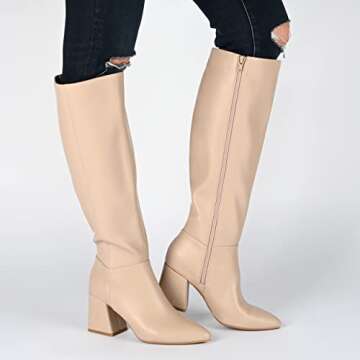Journee Collection Women's Landree Tru Comfort Foam Block Heel Knee High Boots - Beige/Nude, 7