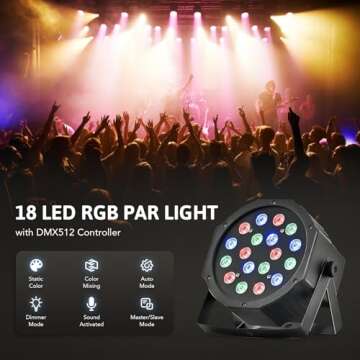 CO-Z LED Stage Lights DMX: 8 pcs 18x3W RGB Par Can Lights Package