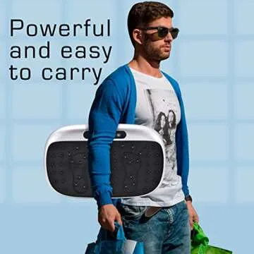 EILISON Atom Vibration Plate Exercise Machine - Full Body Vibration Plate for Lympathic Drainage with Acupressure - Home Fitness with Loop Bands for Weight Loss, 300lbs Capacity (Atom Silver)