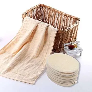 Natural Mooerca Loofah Sponge Pads - 10-Pack Body Scrubbers