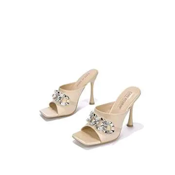 Cape Robbin Disteny Sexy Stiletto High Heels for Women, Square Open Toe Shoes Heels