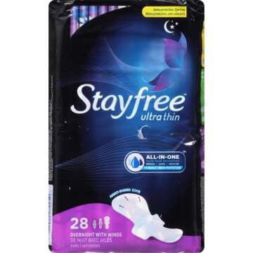 Stayfree Ultra Thin Overnight Pads with Wings, For Women, Reliable Protection and Absorbency of Femi...