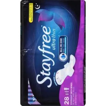 Stayfree Ultra Thin Overnight Pads with Wings, For Women, Reliable Protection and Absorbency of Feminine Moisture, Leaks and Periods, 28 Count