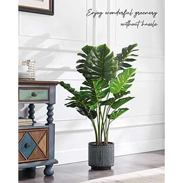 FLOWORLD Artificial Monstera Plant 4FT Tall Fake Swiss Cheese Potted Faux Tropical Floor Plants Indo...
