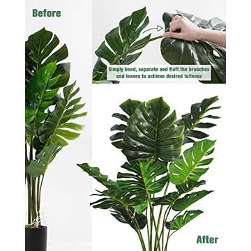 FLOWORLD Artificial Monstera Plant 4FT Tall Fake Swiss Cheese Potted Faux Tropical Floor Plants Indoor Decorative House Palm Trees for Home Office Living Room Decor