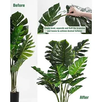 FLOWORLD Artificial Monstera Plant 4FT Tall Fake Swiss Cheese Potted Faux Tropical Floor Plants Indoor Decorative House Palm Trees for Home Office Living Room Decor
