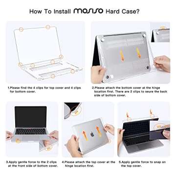 MOSISO Compatible with MacBook Pro 13 inch Case M2 2025, 2024, 2023-2016 A2338 M1 A2251 A2289 A2159 A1989 A1708 A1706, Plastic Hard Case&Keyboard Skin&Webcam Cover for MacBook Pro 13.3, Crystal Clear