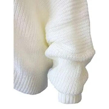 GOLDSTITCH Women's Off Shoulder Batwing Sleeve Loose Oversized Pullover Sweater Knit Jumper Ivory