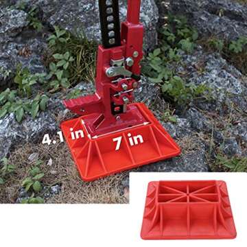 11.5" x 11.5" Off-Road Hi-Lift Jack Base and Stabilizer - Keep Jacks from Sinking with Heavy-Duty Plastic Jack Stand Base for Lifting Jacks and Farm Jacks with 4.1" x 7" Base