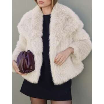 Yimoon Women's Cropped Faux Fur Jacket Lapel Open Front Shaggy Furry Coat 2024 Winter Warm Fluffy Ov...