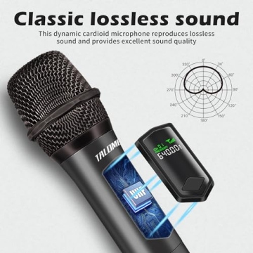 Talomen Wireless Microphone - Dual Handheld Dynamic System for Karaoke & Events