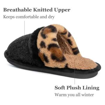 Cute Comfy Leopard Memory Foam House Slippers for Women