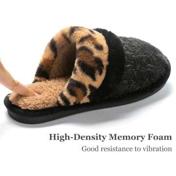 Cute Comfy Leopard Memory Foam House Slippers for Women