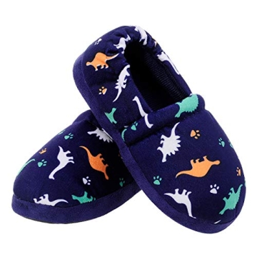 MIXIN Little Big Kids Boys Home Indoor Outdoor Slippers Hard Sole - Size 11-12 M Dark Blue