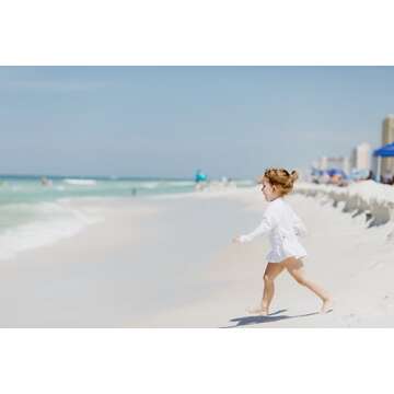 City Threads Big Girls' Solid Rashguard Swimming Tee for The Beach or Pool Peplum Sun Protection SPF50+ Swim Tee for The Beach or Pool, White, 7